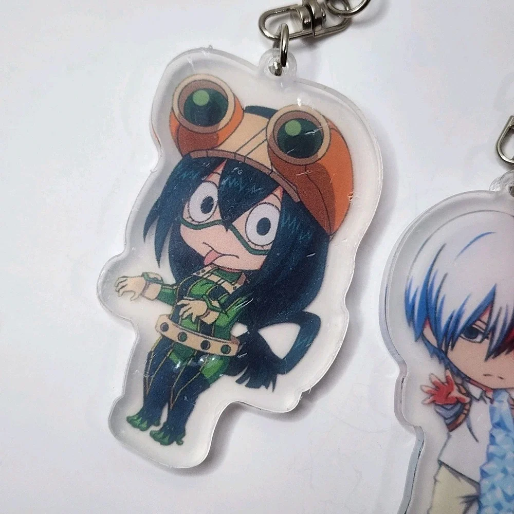 Set of 7 My Hero Academia Anime Acrylic Keychain Keyring Clips Clear Backs